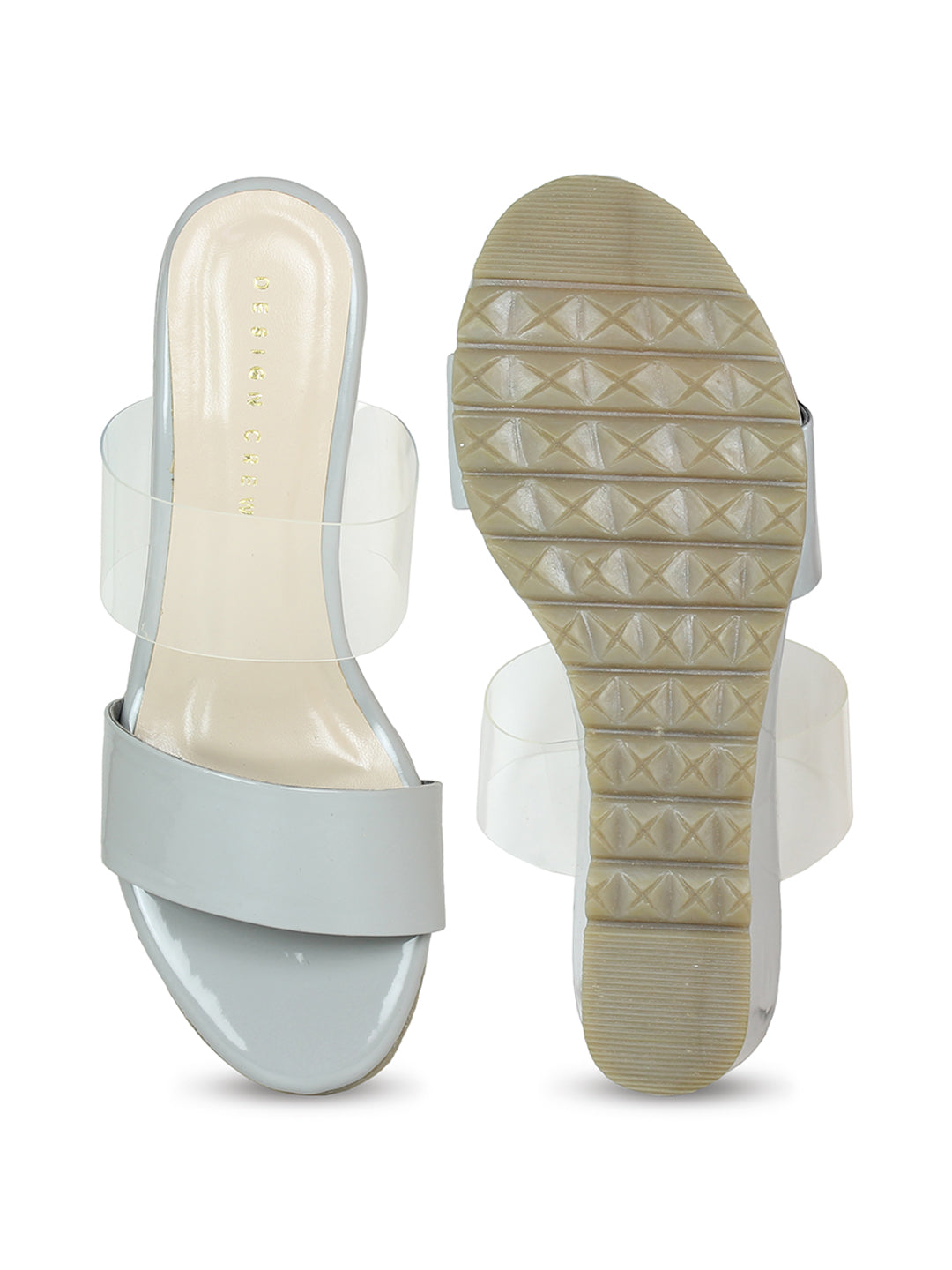 Translucent Strap Wedge Slide Sandal