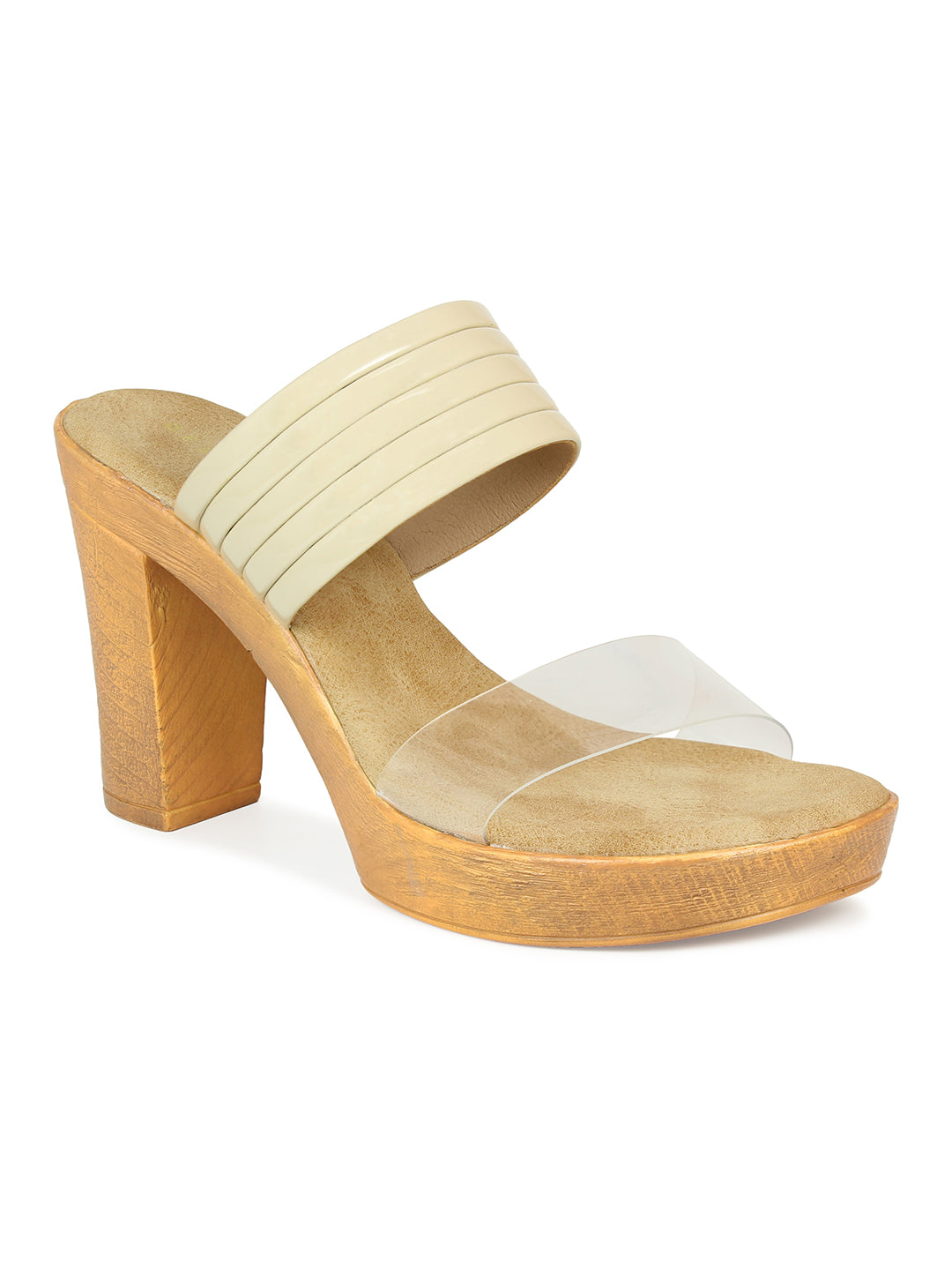 Translucent Strap Block Heel Slide Sandal