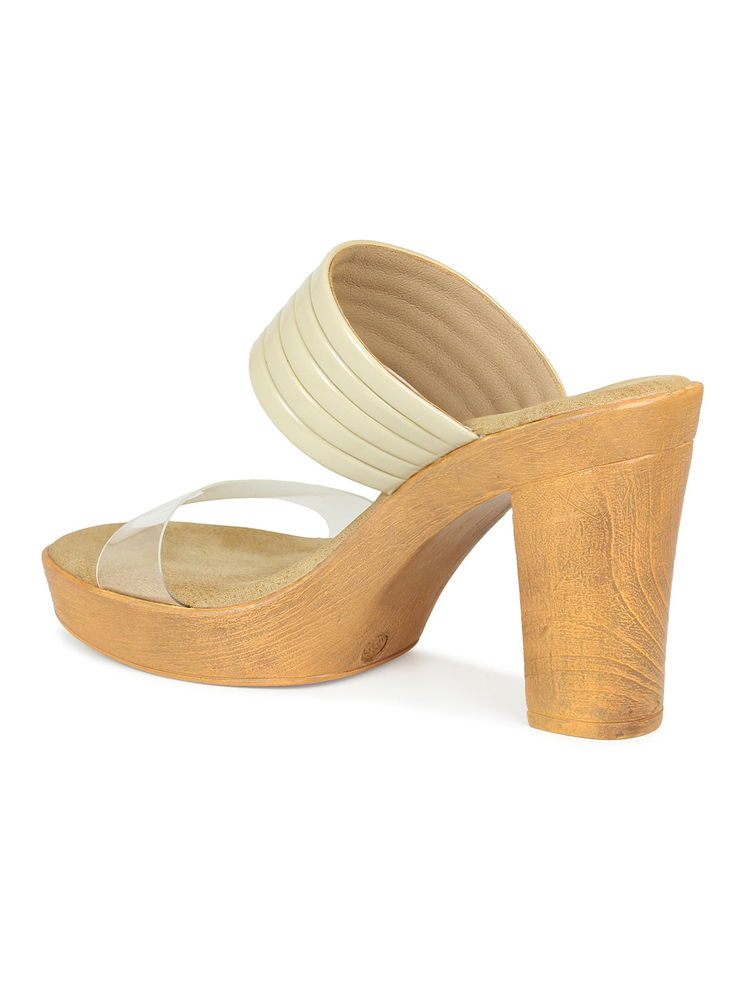 Translucent Strap Block Heel Slide Sandal