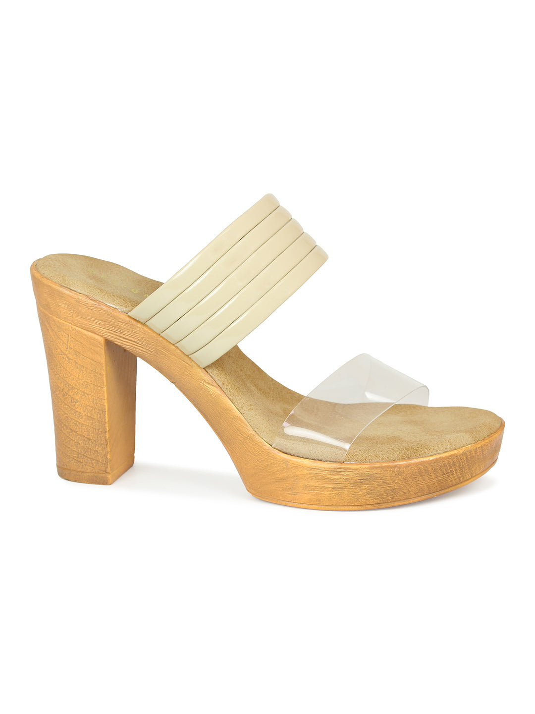 Translucent Strap Block Heel Slide Sandal