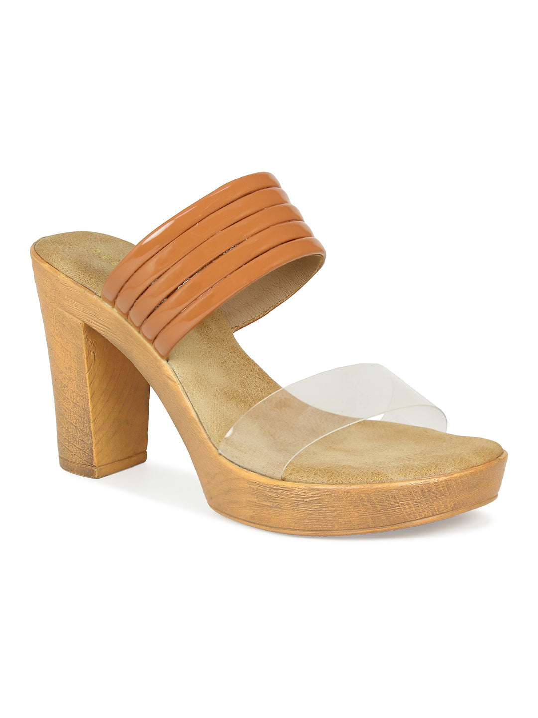 Translucent Strap Block Heel Slide Sandal
