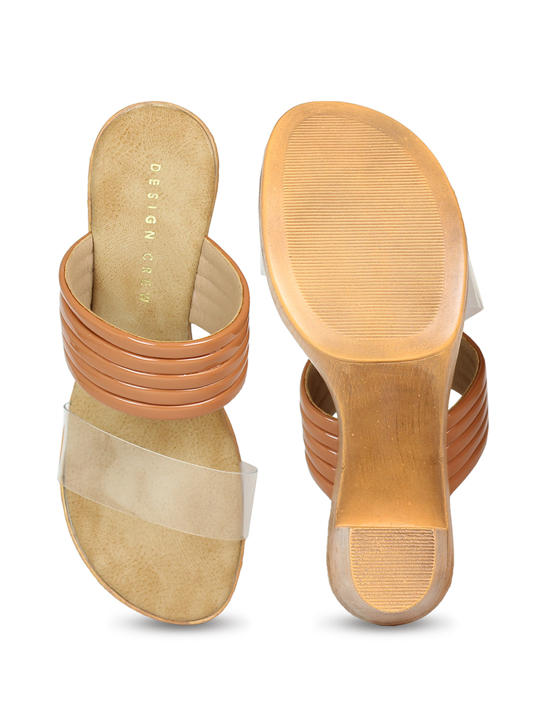 Translucent Strap Block Heel Slide Sandal
