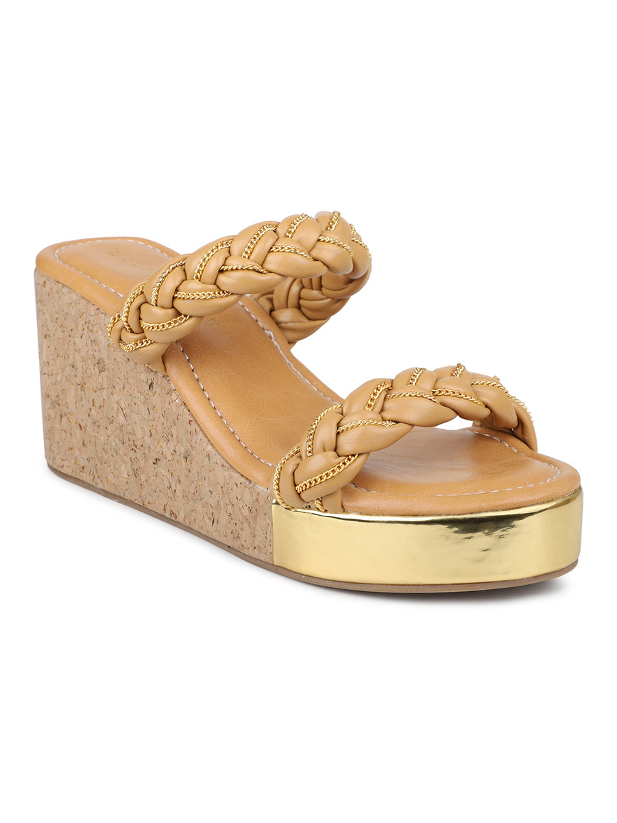 Metallic Chain Braided Slide Sandal