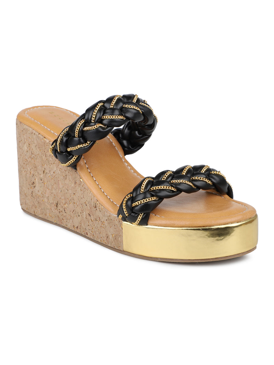 Metallic Chain Braided Slide Sandal