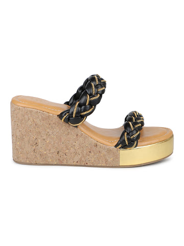 Metallic Chain Braided Slide Sandal