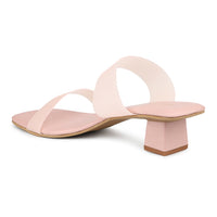 Classic Slide Sandal With Box Heel & Transparent Straps