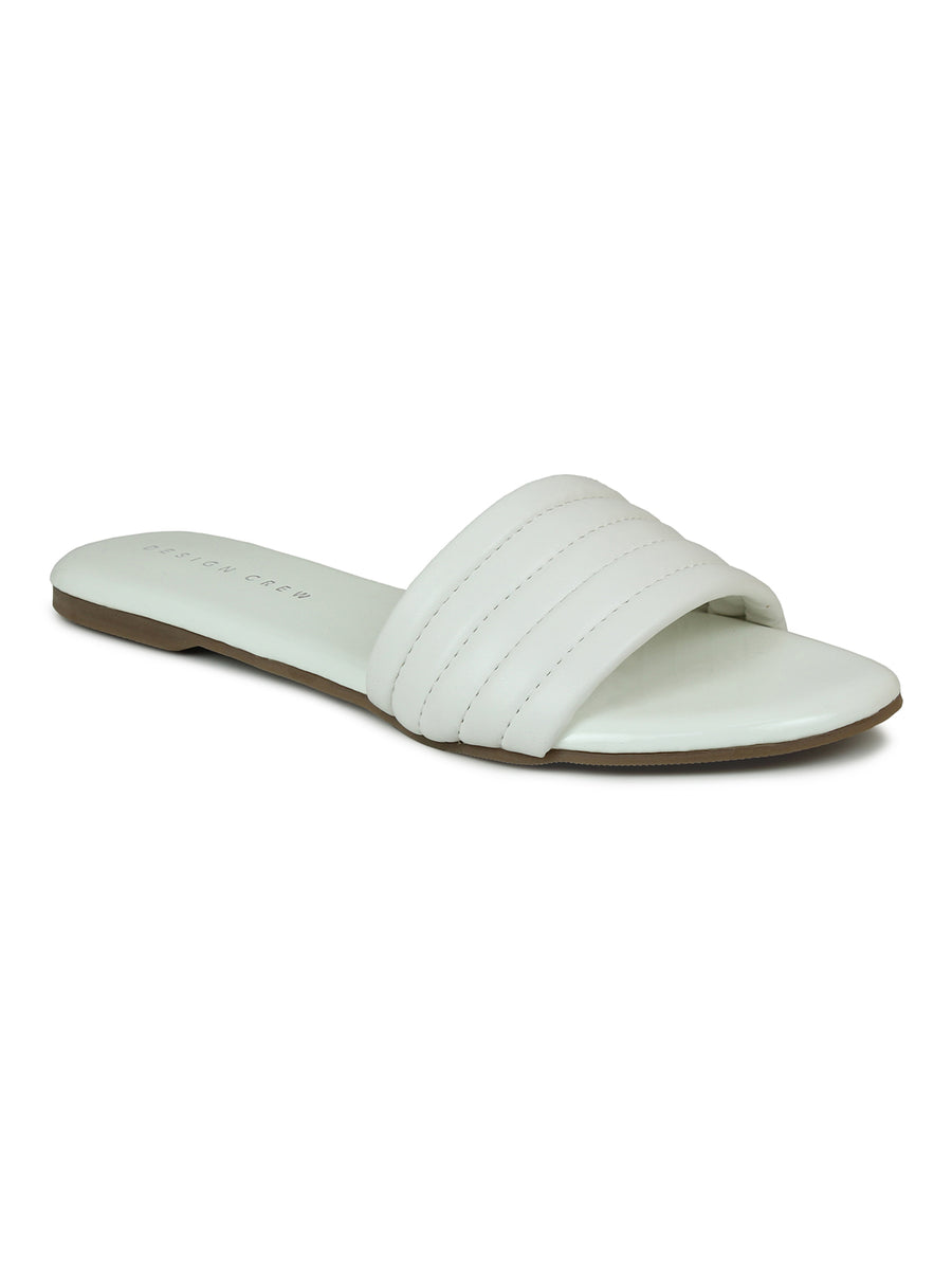 Casual Slide White Sandal | Design Crew