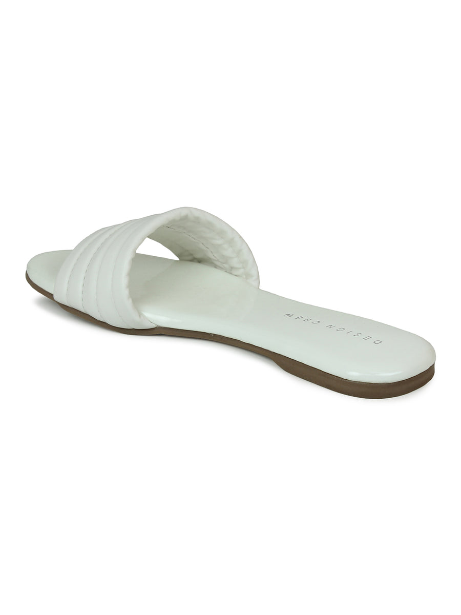 Casual Slide White Sandal | Design Crew