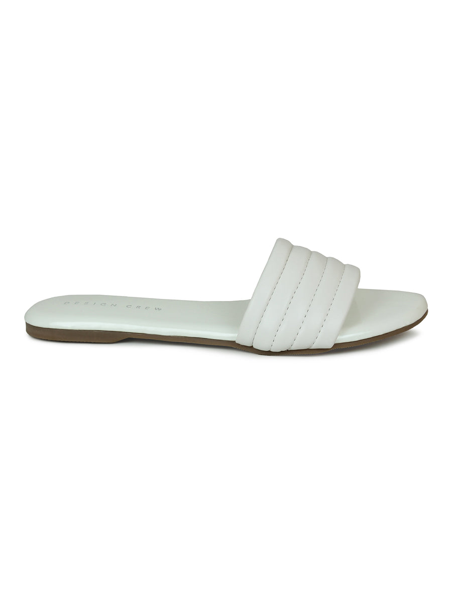 Casual Slide White Sandal | Design Crew
