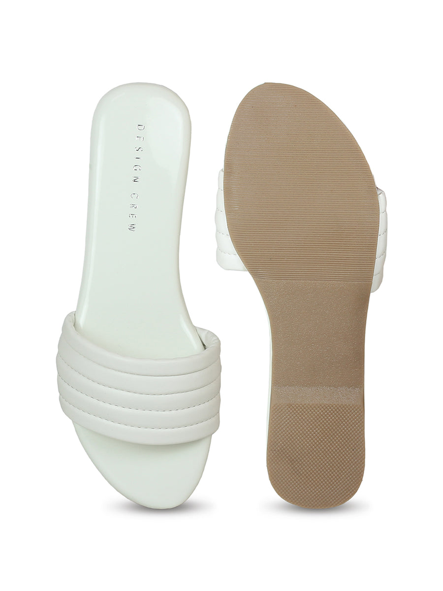 Casual Slide White Sandal | Design Crew
