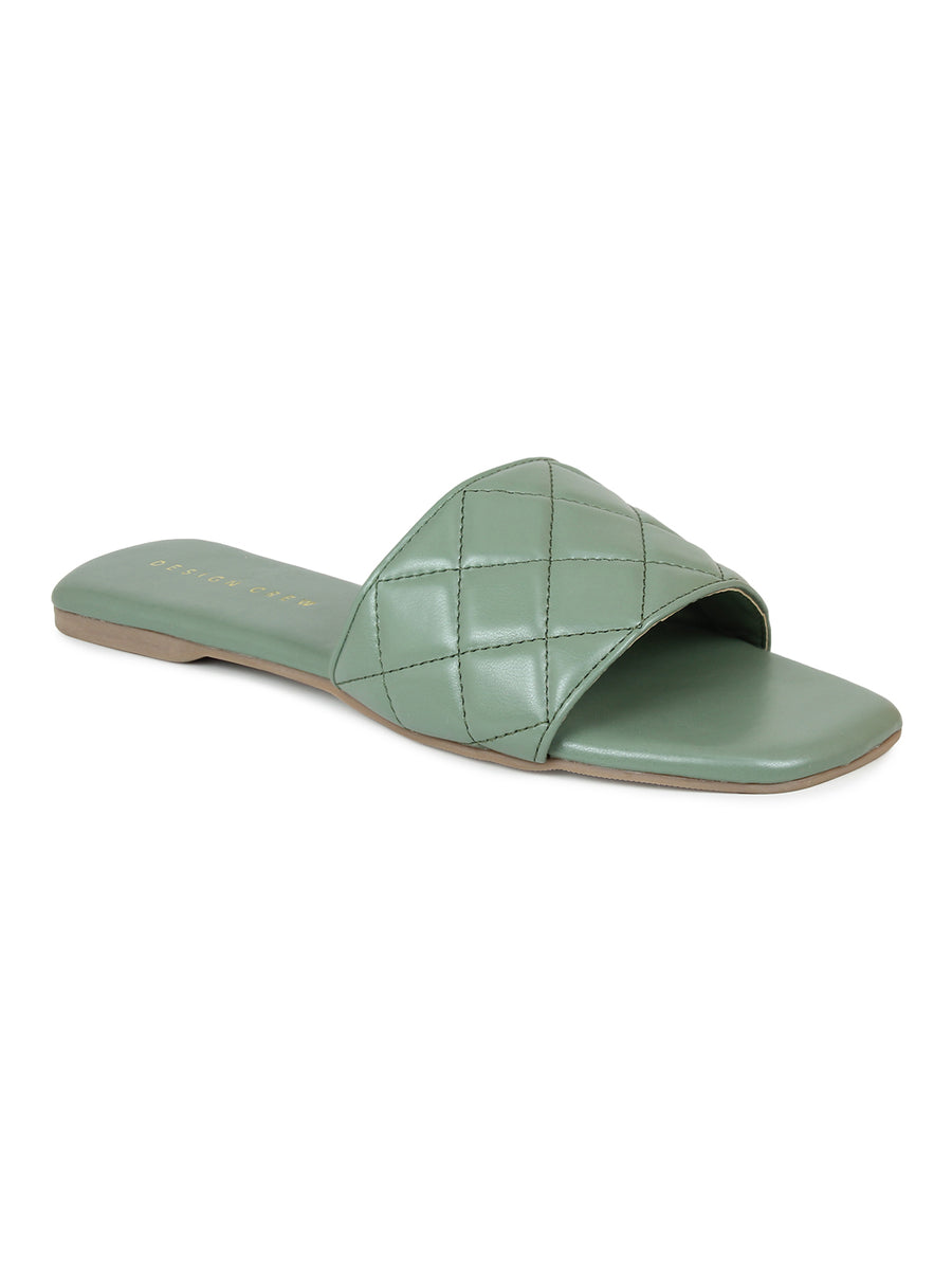 Casual Green Slide Sandals | Design Crew