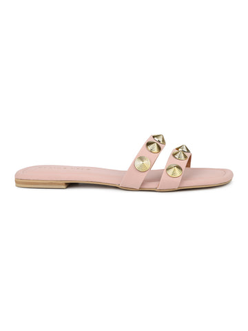 Gold Studs Metallic Slides