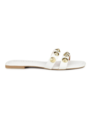 Gold Studs Metallic Slides