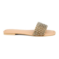 Hand Embriodered Pearl Accented Slide Sandal