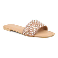 Hand Embriodered Pearl Accented Slide Sandal