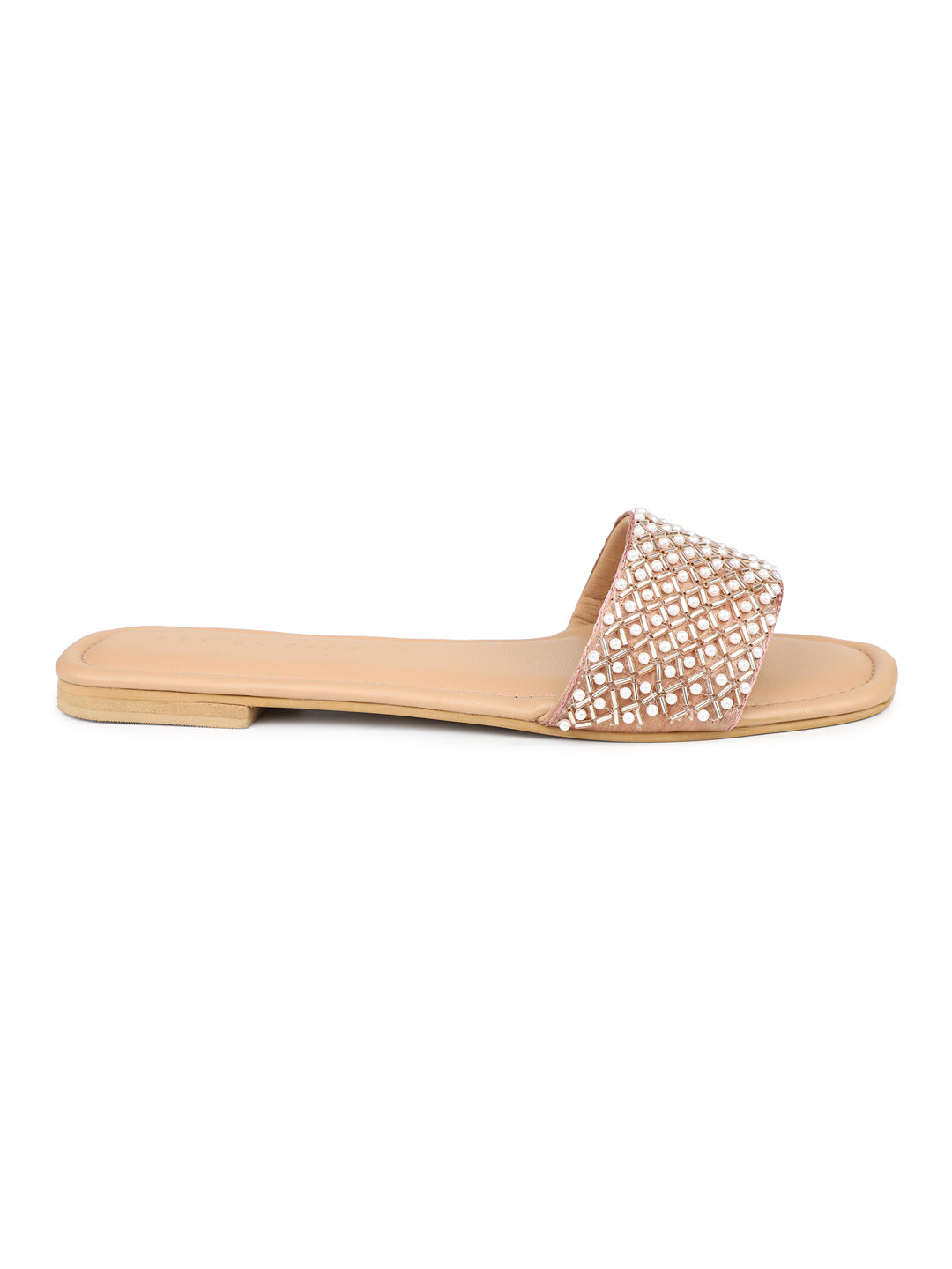 Hand Embriodered Pearl Accented Slide Sandal