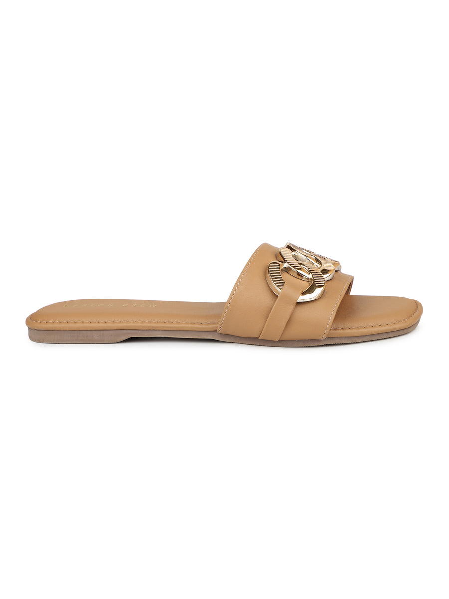 Link Chain Embellished Slide Sandal