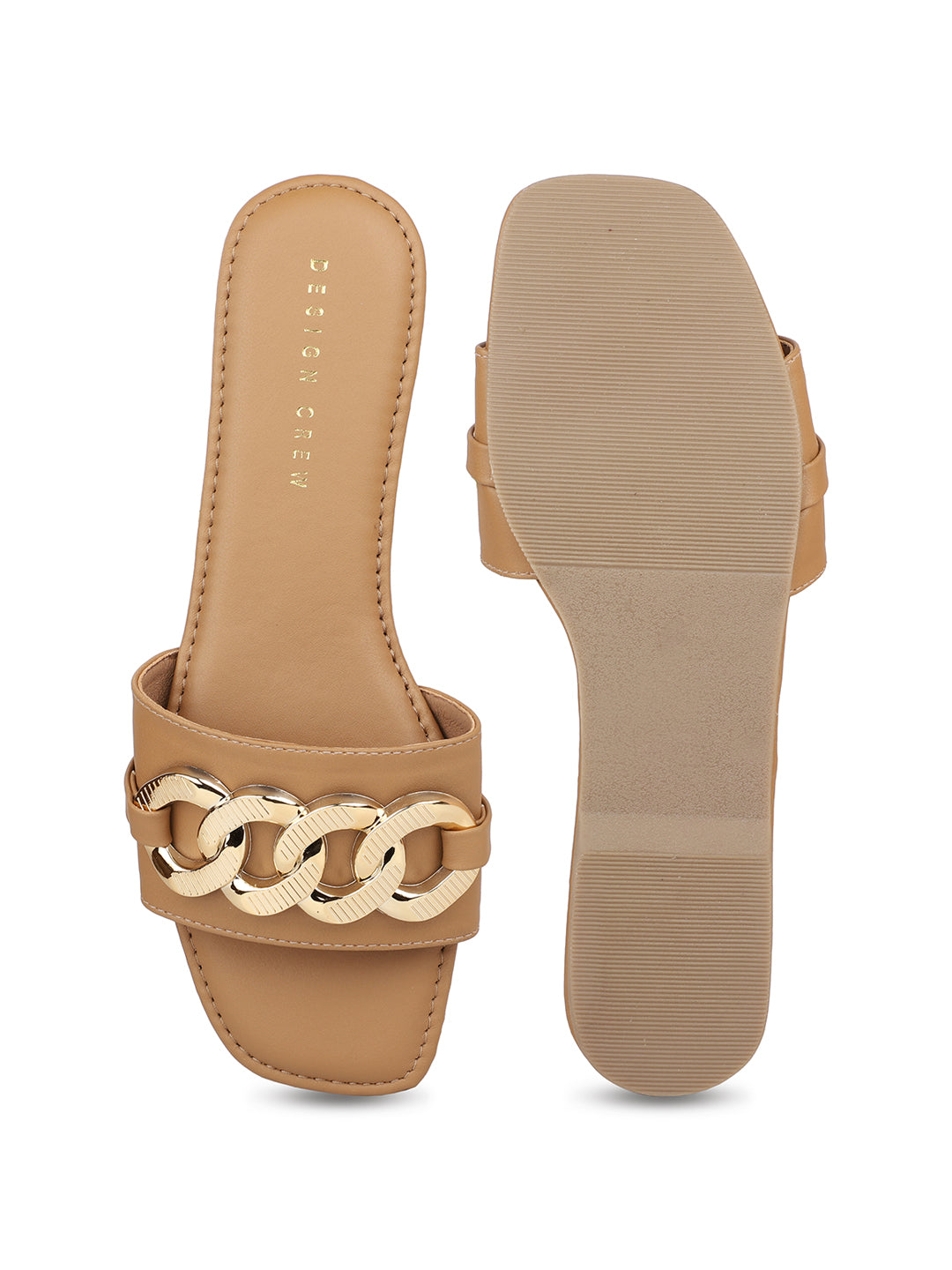 Link Chain Embellished Slide Sandal