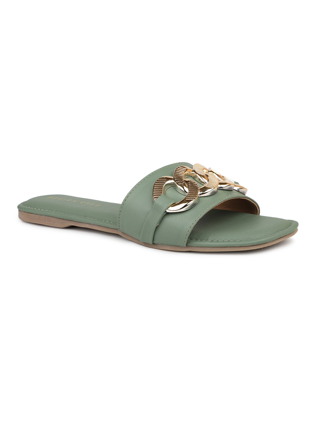 Link Chain Embellished Slide Sandal