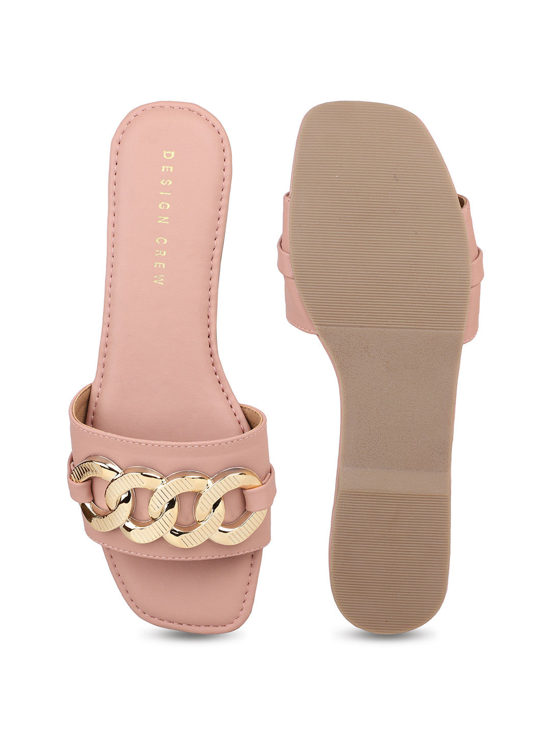 Link Chain Embellished Slide Sandal