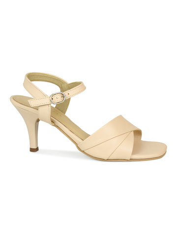 Pleated Vamp Ankle Strap Sandal