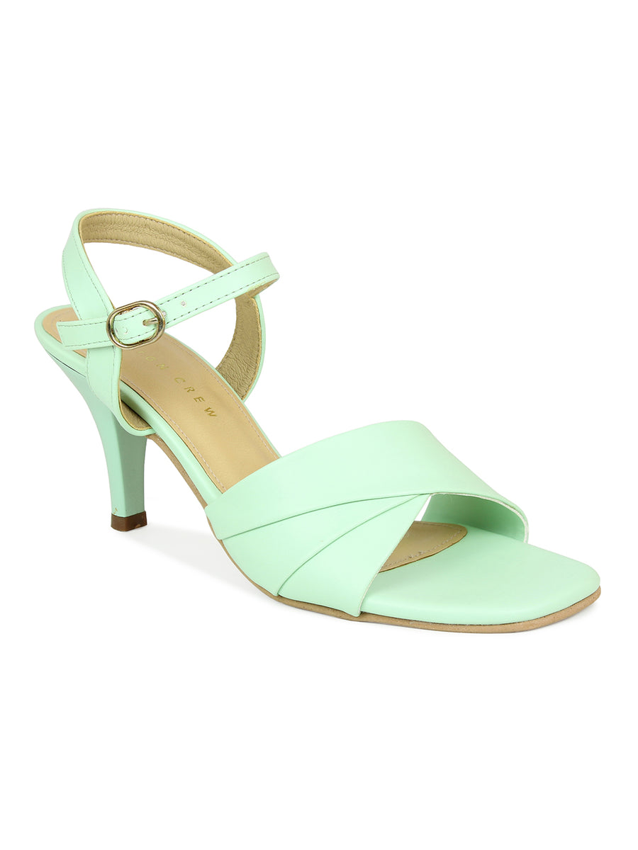 Pleated Vamp Ankle Strap Sandal