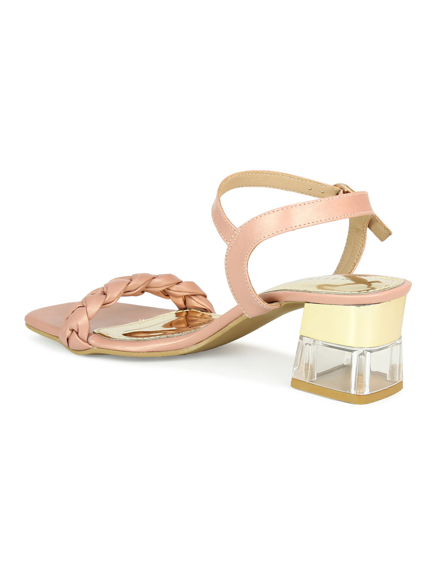 Braided Peach Translucent Heel Sandal | Design Crew