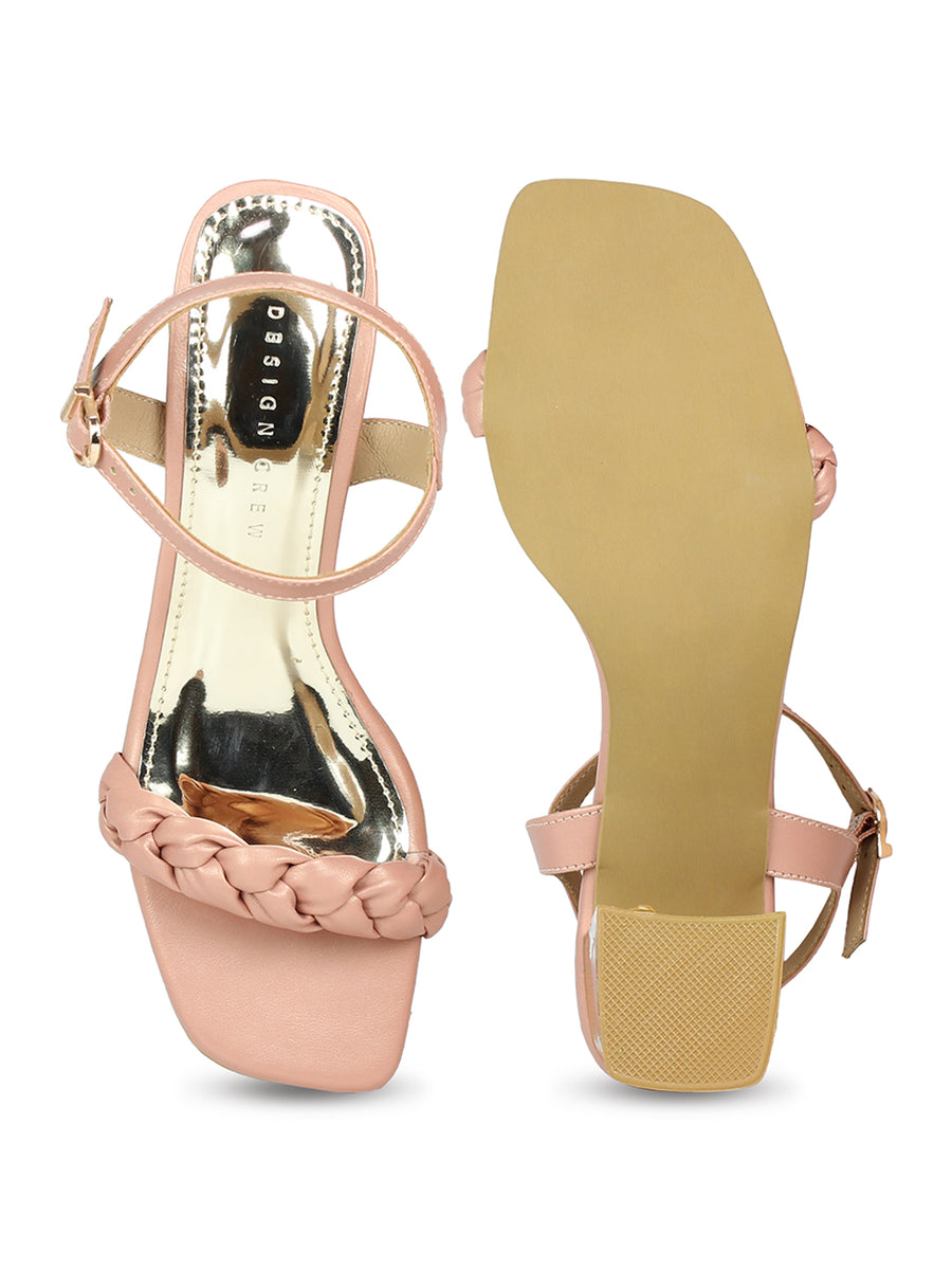 Braided Peach Translucent Heel Sandal | Design Crew