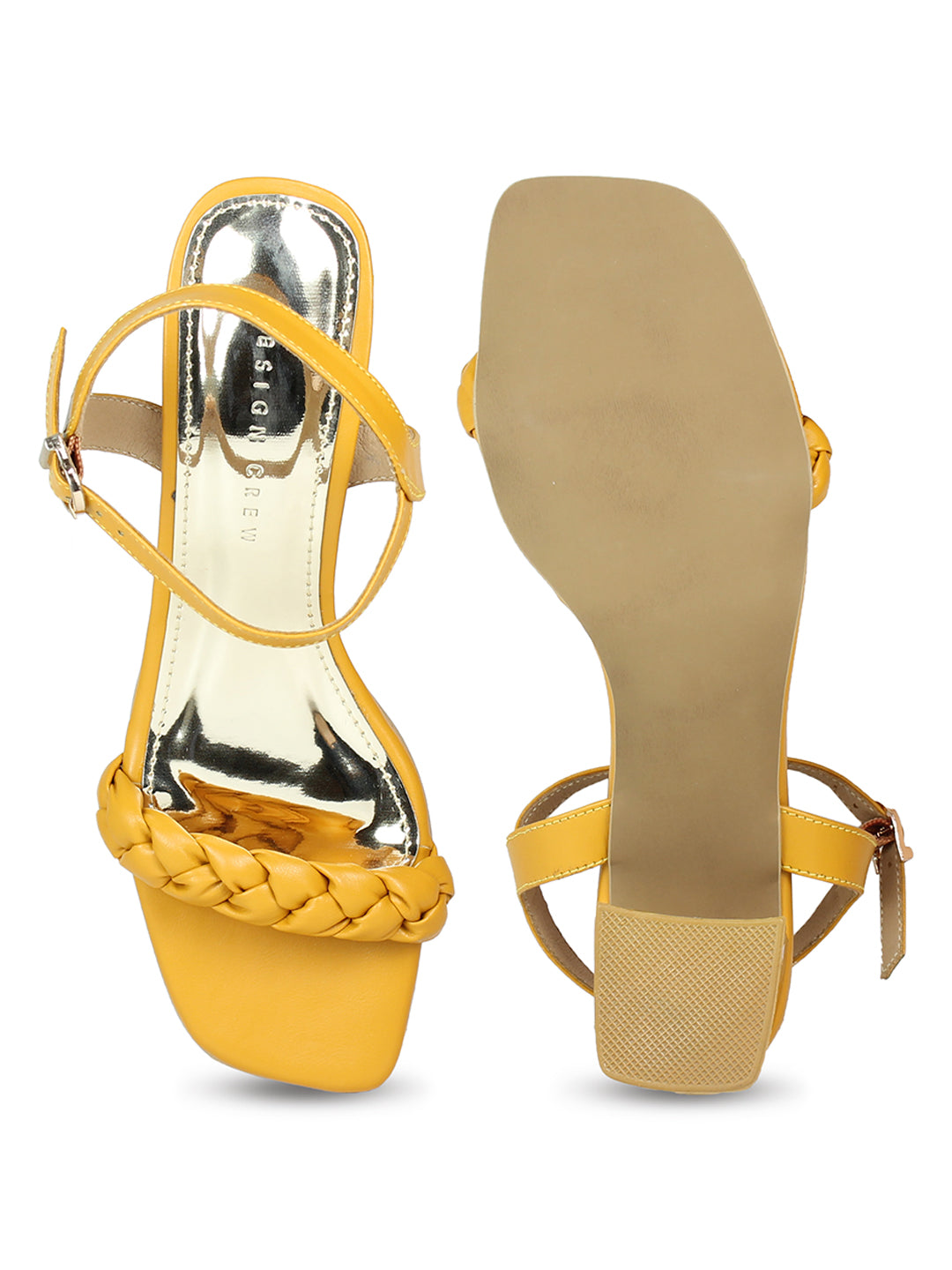 Braided Yellow Translucent Heel Sandal | Design Crew