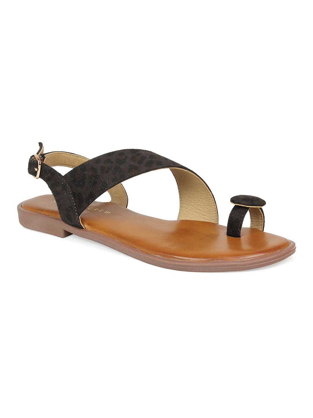 Toe Ring Leopard Print Slingback Sandal