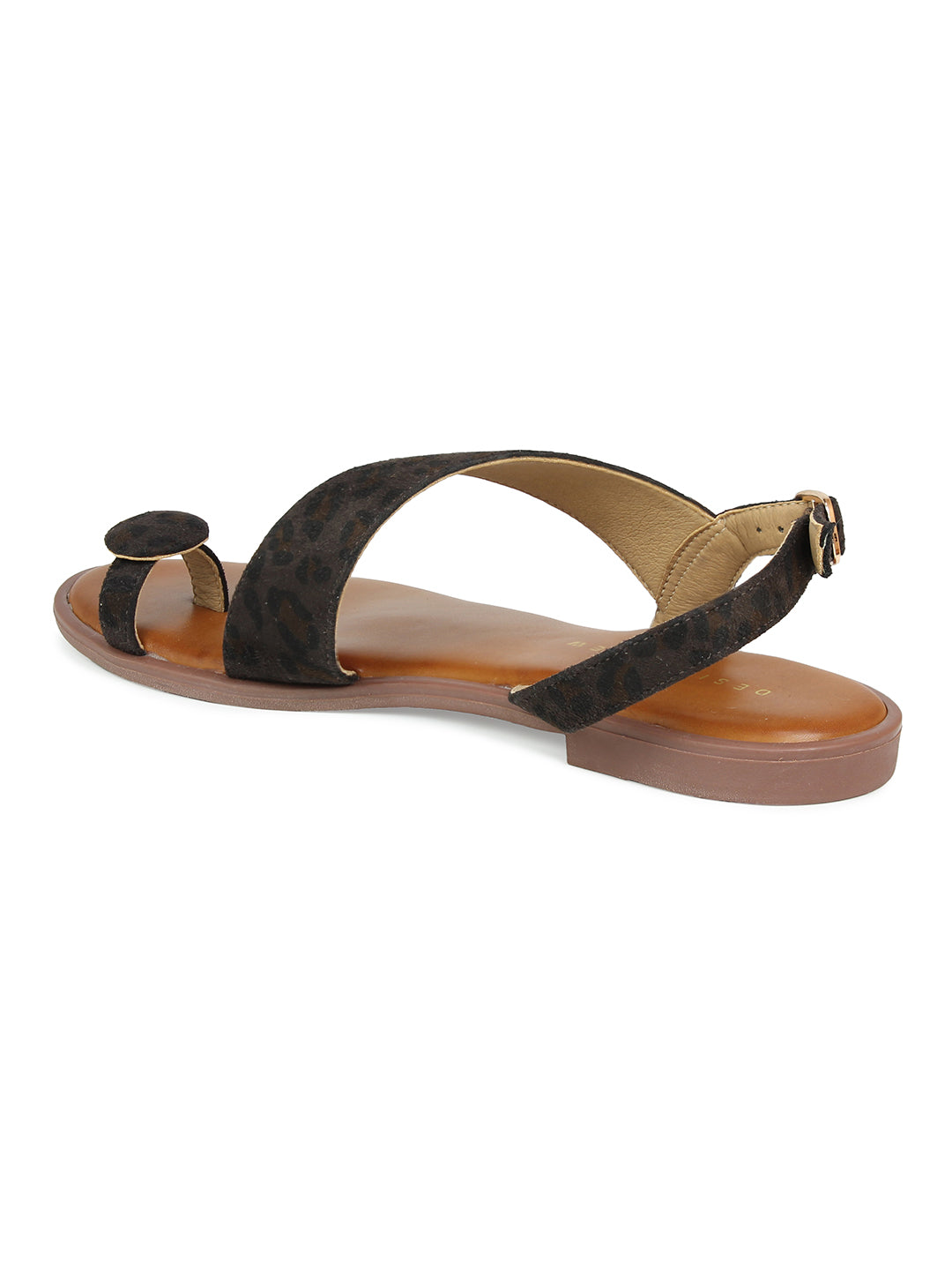 Toe Ring Leopard Print Slingback Sandal