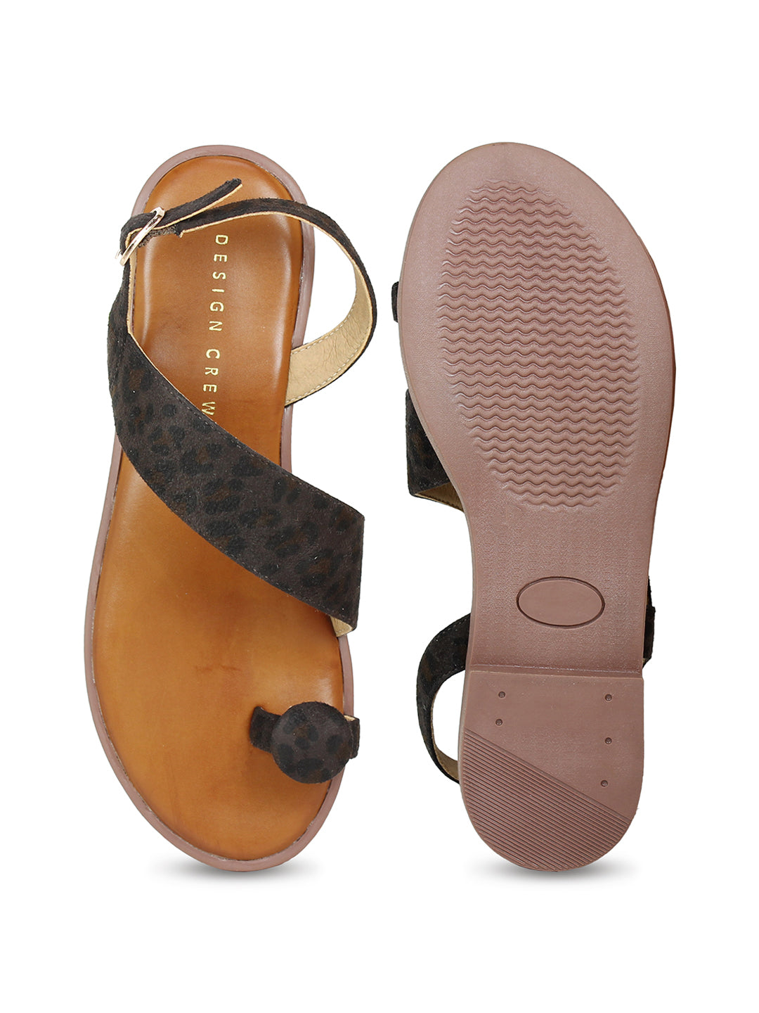Toe Ring Leopard Print Slingback Sandal