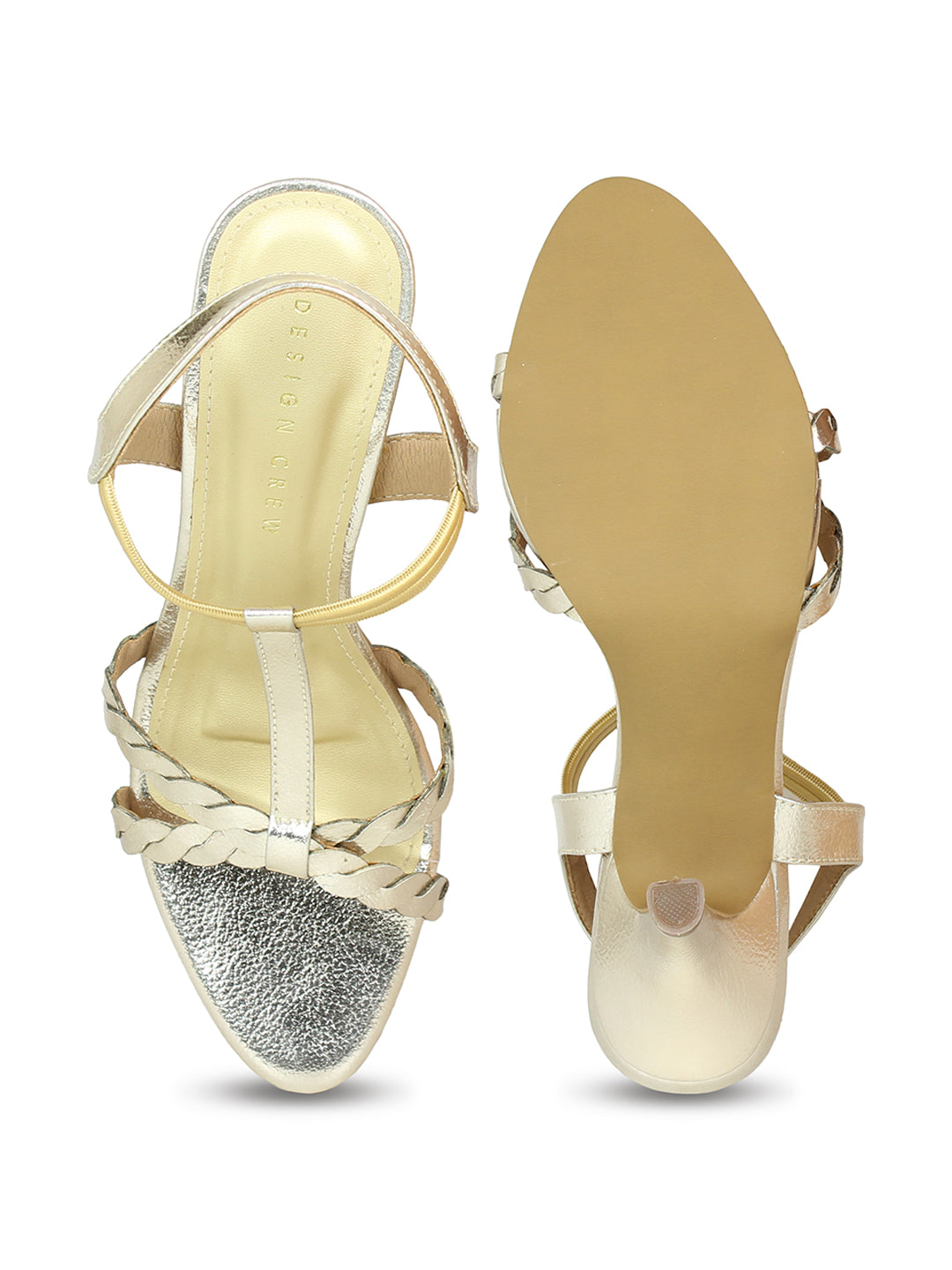 Braided Gold Sandal | Elastic Ankle Strap Sandal | Design Crew
