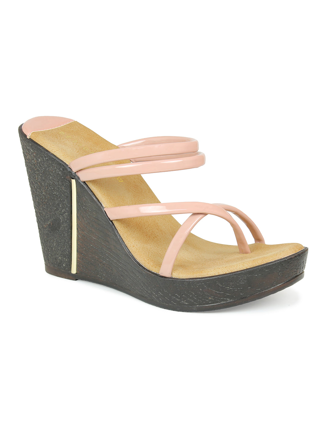 Chunky Wedge Slide Peach Sandal | Design Crew