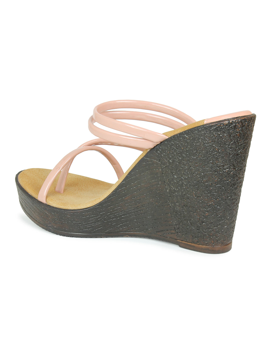 Chunky Wedge Slide Peach Sandal | Design Crew