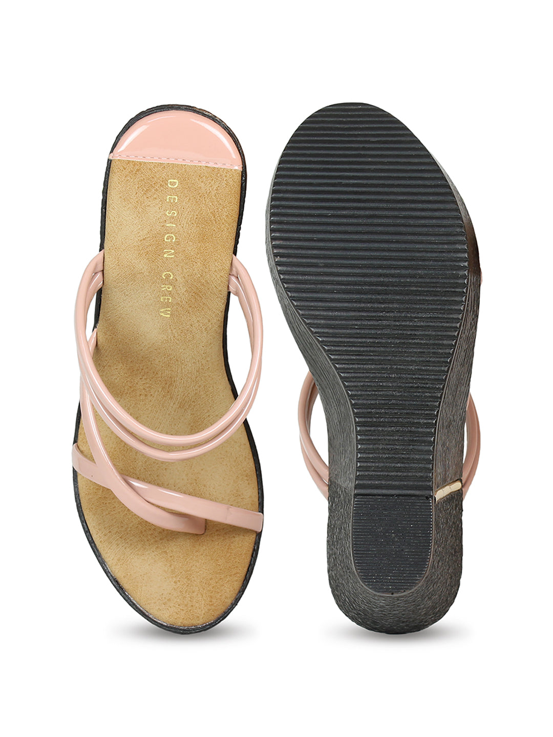 Chunky Wedge Slide Peach Sandal | Design Crew