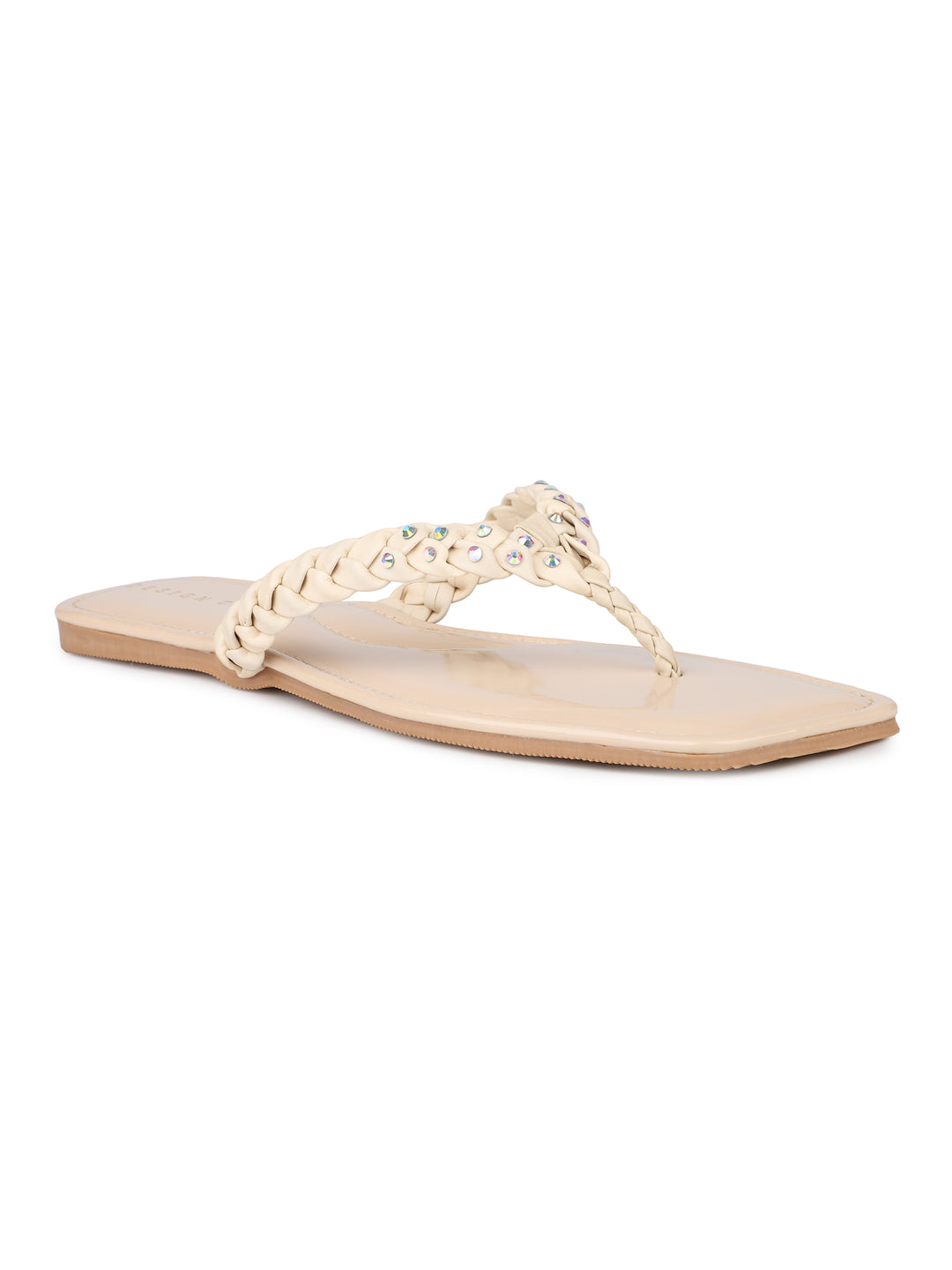 Braided Jewelled Flat Thong Sandal