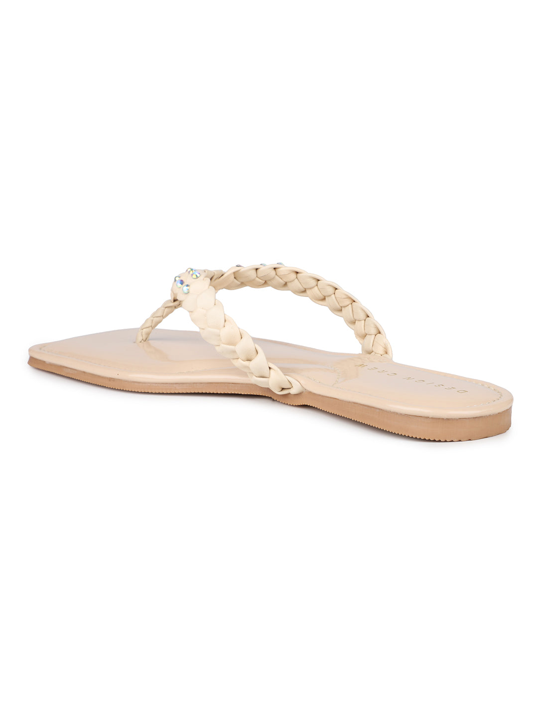 Braided Jewelled Flat Thong Sandal