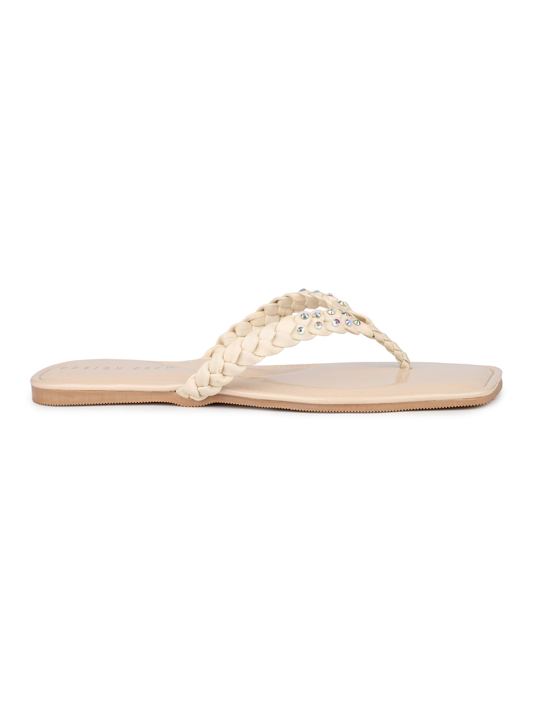 Braided Jewelled Flat Thong Sandal