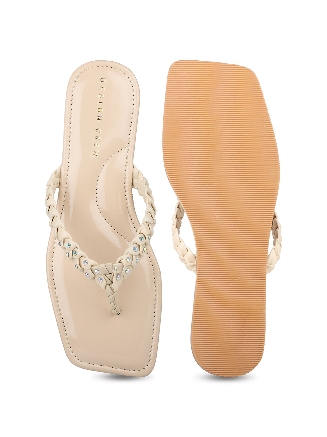 Braided Jewelled Flat Thong Sandal