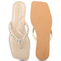 Braided Jewelled Flat Thong Sandal