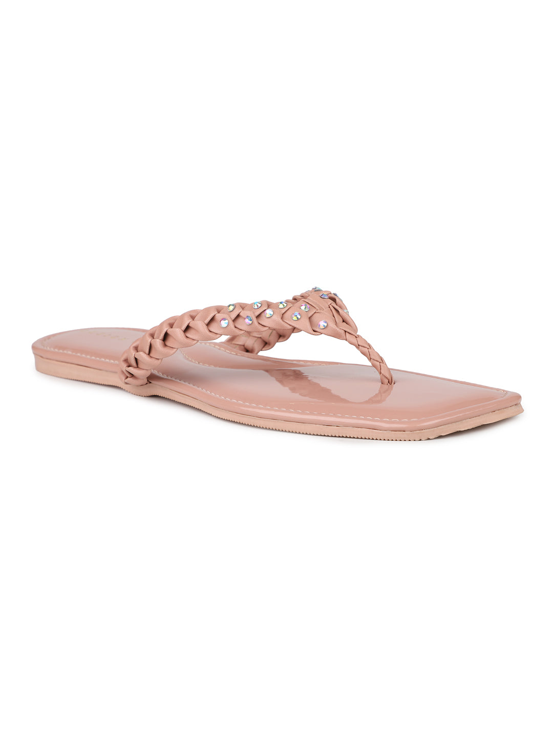 Braided Jewelled Flat Thong Sandal