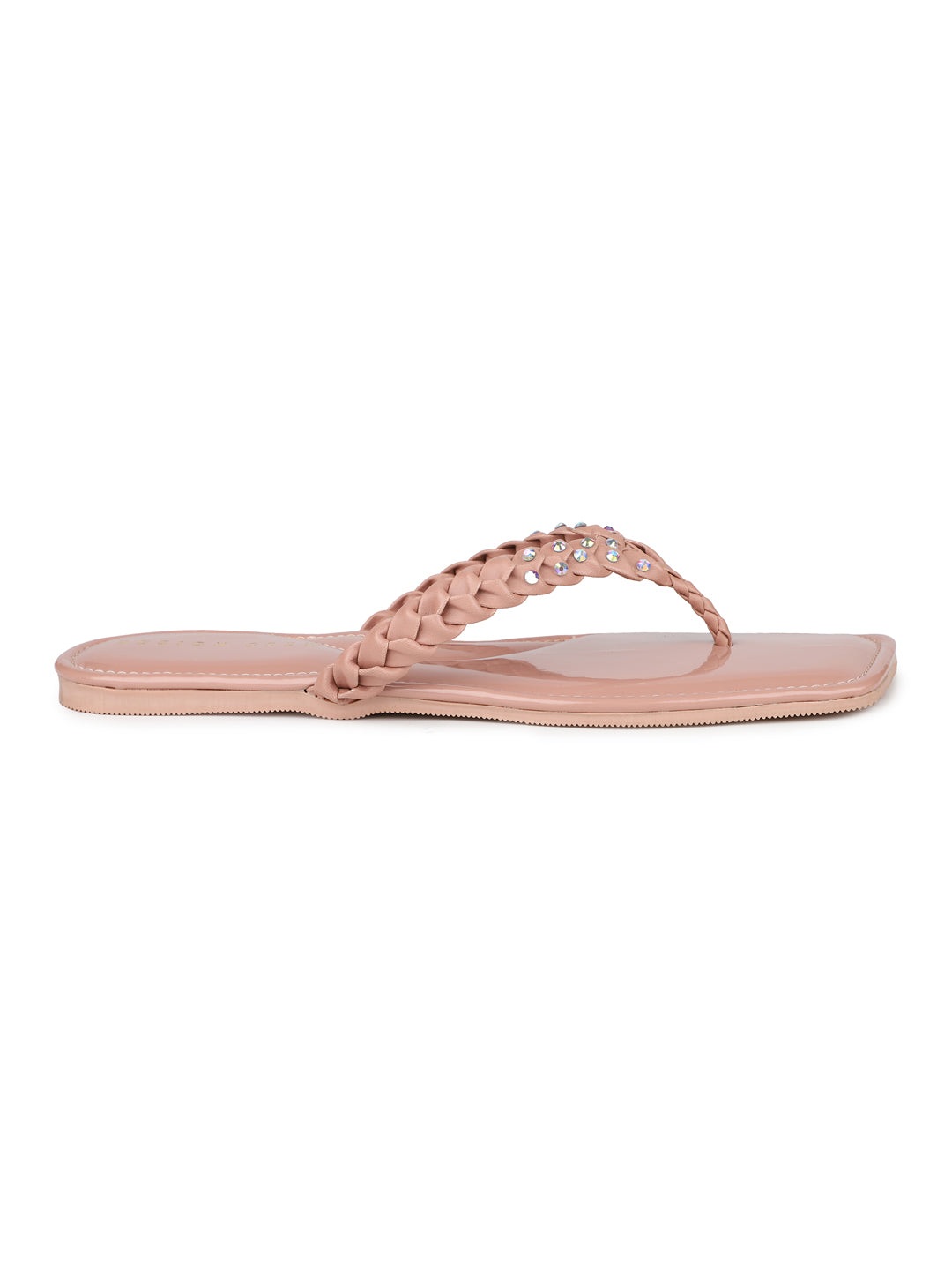 Braided Jewelled Flat Thong Sandal