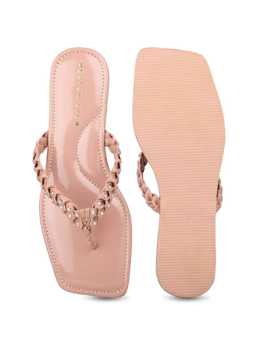 Braided Jewelled Flat Thong Sandal
