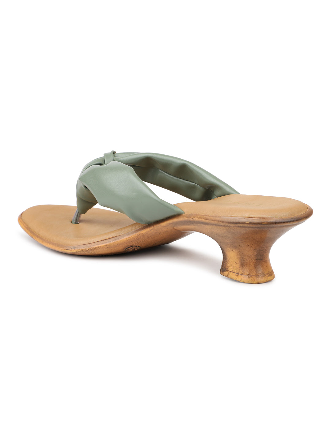 Soft Knotted Thong on Pu Sole With Kitten Heel