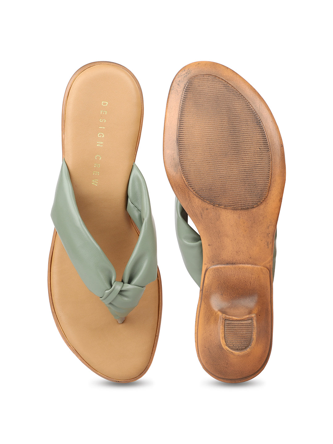 Soft Knotted Thong on Pu Sole With Kitten Heel