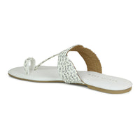 Braided Thong White Sandal | Design Crew
