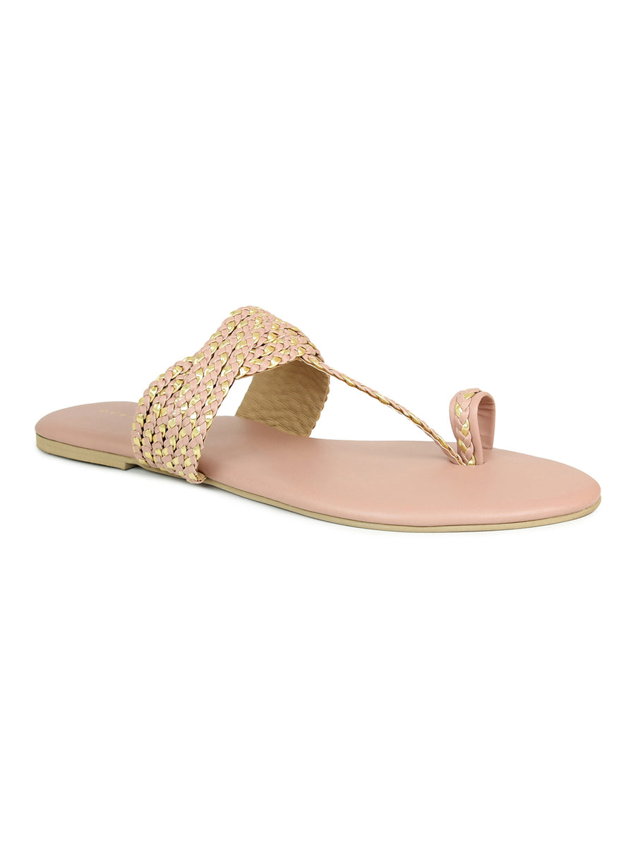 Braided Thong Peach Sandal | Design Crew