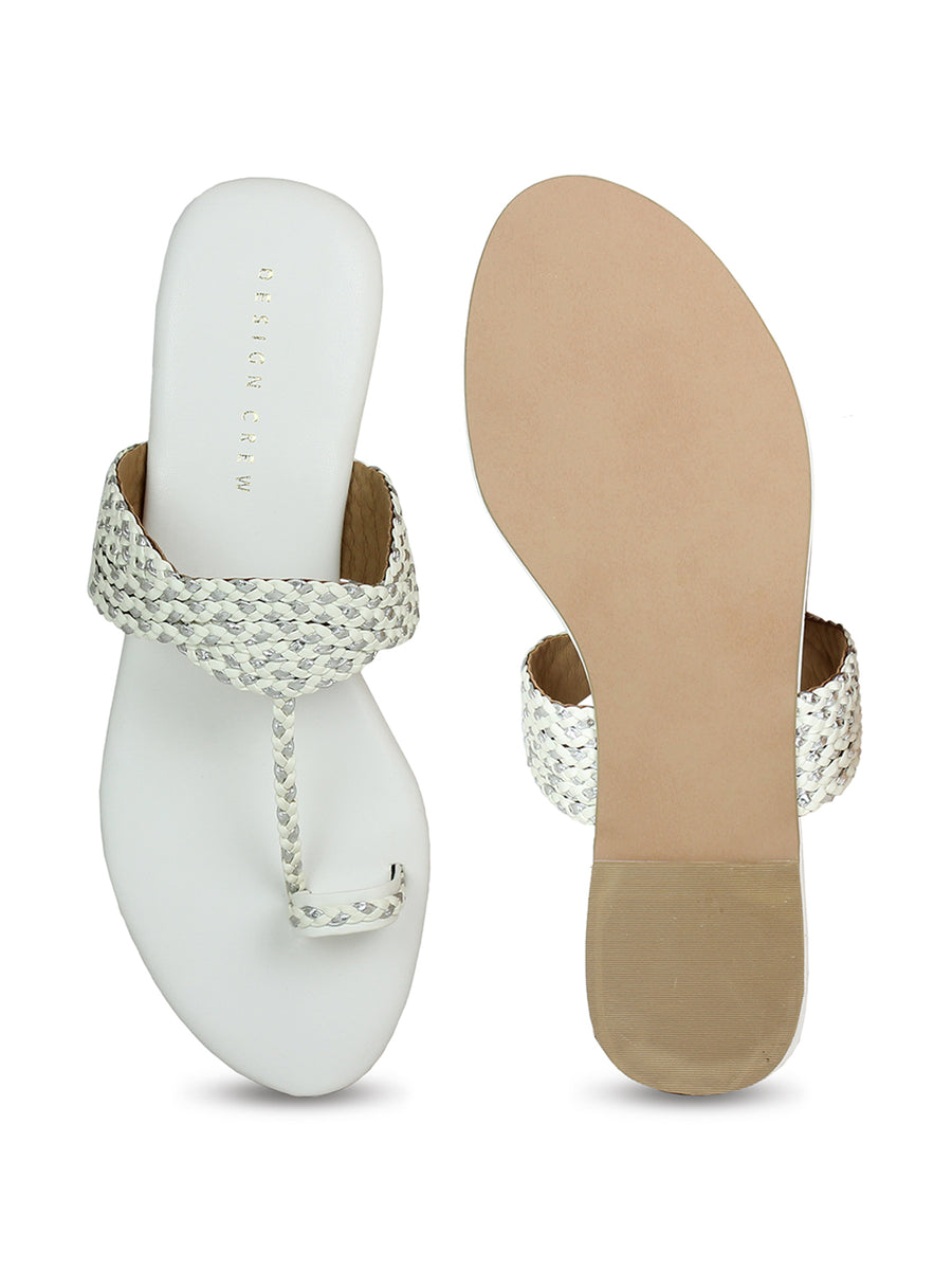 Braided Thong White Sandal | Design Crew