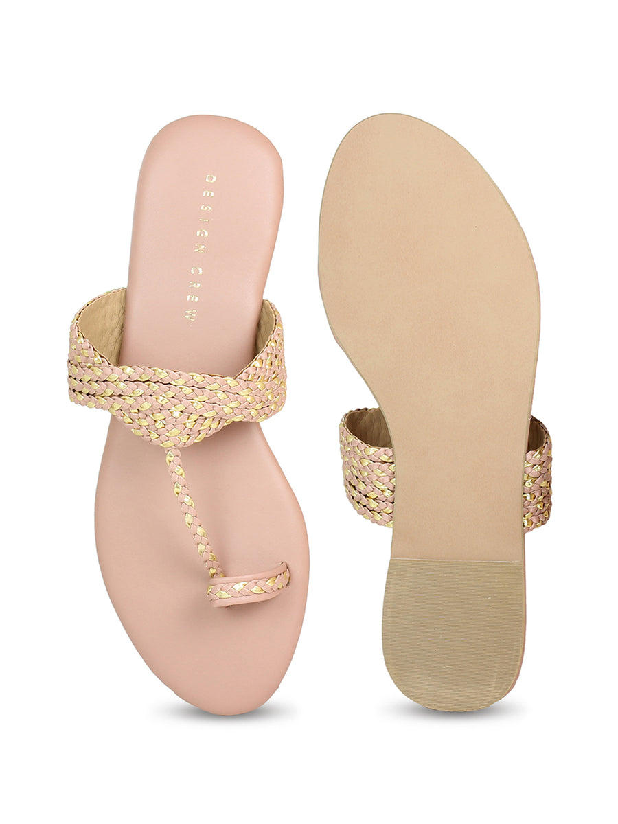 Braided Thong Peach Sandal | Design Crew